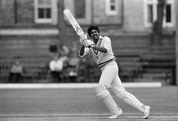 Kapil Dev batting for Nothamptonshire during the Northamptonshire v Nottinghamshire John Player League match played at the County Ground, Northampton on the 8th May 1983. Nottinghamshire won the match.  (Photo by Bob Thomas/Getty Images)