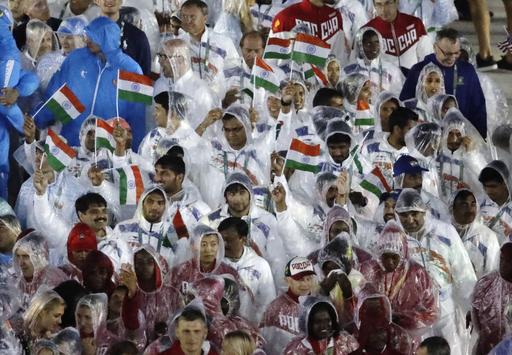 Athletes from India march into the closing ceremony in the Maracana stadium at the 2016 Summer Olympics in Rio de Janeiro, Brazil, Sunday, Aug. 21, 2016. (AP Photo/Charlie Riedel)