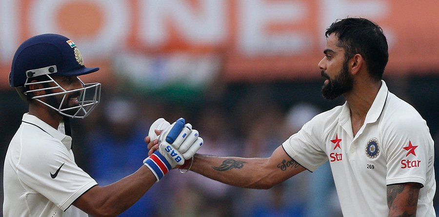 इंदौर टेस्ट : दूसरे दिन कप्तान के दोहरे शतक की बदौलत मज़बूत स्थिति में भारत 1