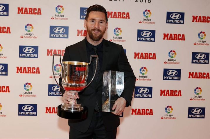 Barcelona's Messi gets Spanish league top scorer award