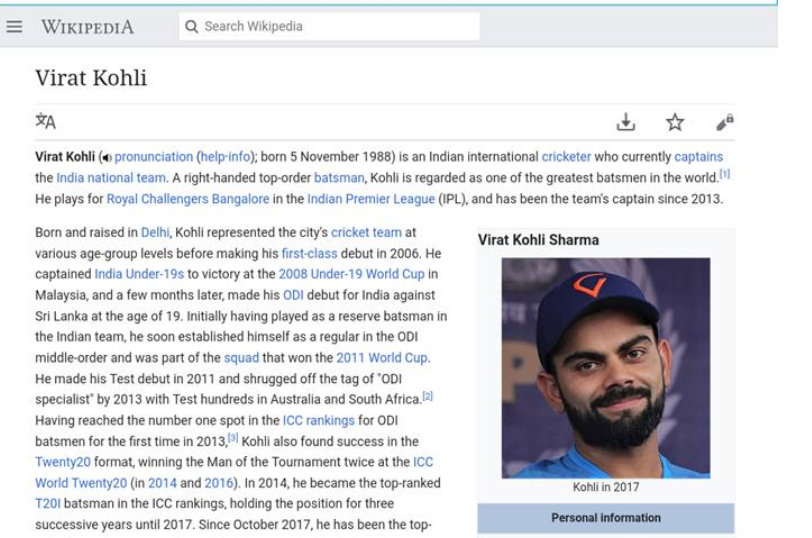 विकिपीडिया ने विराट कोहली की उम्र बताई 9 साल, निकनेम में लिखा 'वीरू' 2