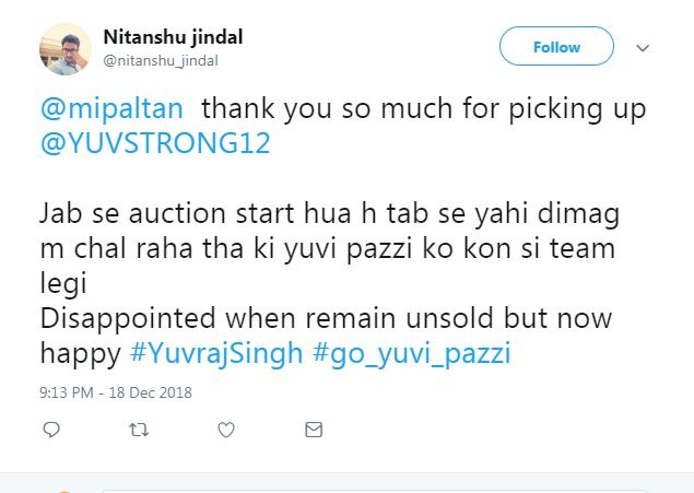 IPL AUCTION- युवराज सिंह को मुंबई इंडियंस के द्वारा आखिरी पलों में शामिल करने के बाद फैंस कर रहे हैं ऐसे शुक्रिया 8
