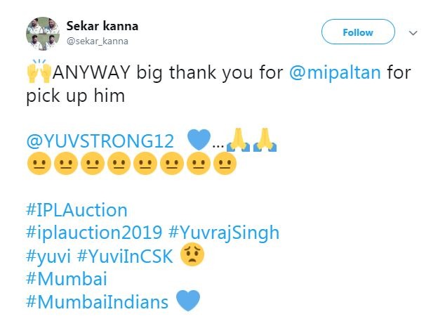 IPL AUCTION- युवराज सिंह को मुंबई इंडियंस के द्वारा आखिरी पलों में शामिल करने के बाद फैंस कर रहे हैं ऐसे शुक्रिया 6