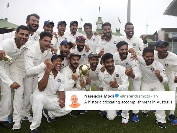 Modi congratulates Indian team on historic win