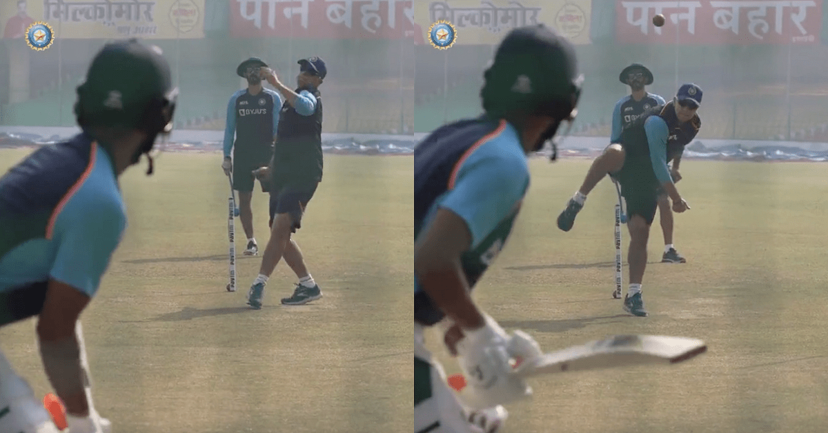 IND vs NZ: पहले टेस्ट से पहले नेट्स में गेंदबाजी करते दिखे हेड कोच राहुल द्रविड़, वीडियो हुआ वायरल 3