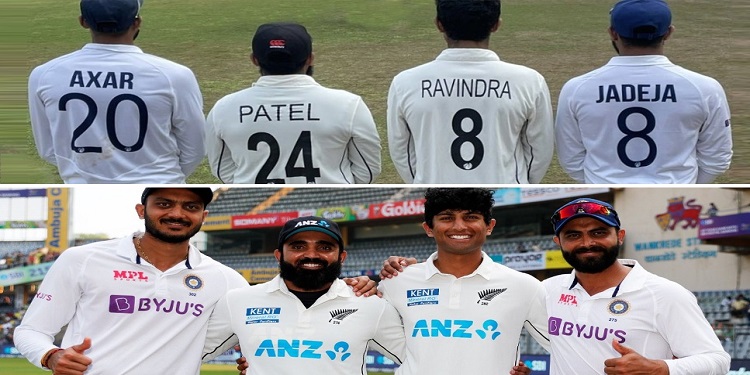 'अक्षर पटेल रविंद्र जडेजा' जब एक साथ खड़े हुए न्यूजीलैंड और भारत के 4 खिलाड़ी तो बना अजीब संयोग, देखें तस्वीर 5
