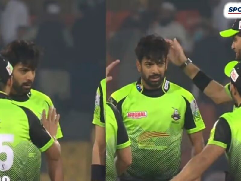 PSL 2022 pakistan pacer haris rauf slaps teammate kamran ghulam after picking wicket watch video