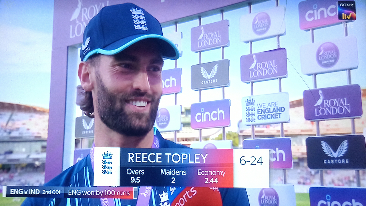 Reece Topley player of the match