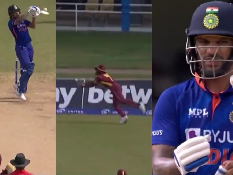 VIDEO : हवा में उड़कर काइल मेयर्स ने पकड़ा Shikhar Dhawan का कैच, दूसरे वनडे में नहीं चला 'गब्बर' का बल्ला