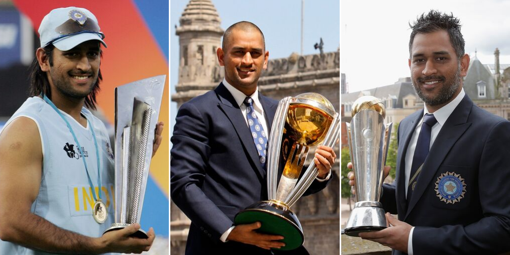 MS Dhoni with World Cups
