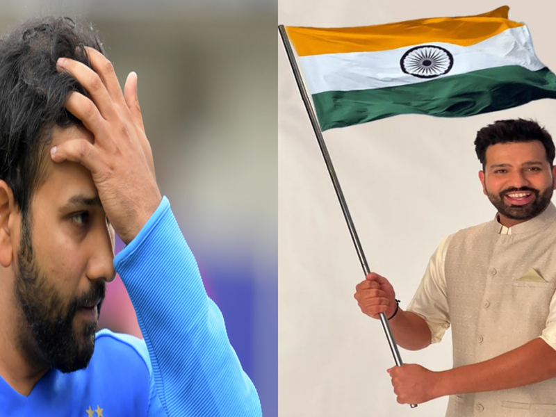 rohit sharma troll due to photoshoped indian flag