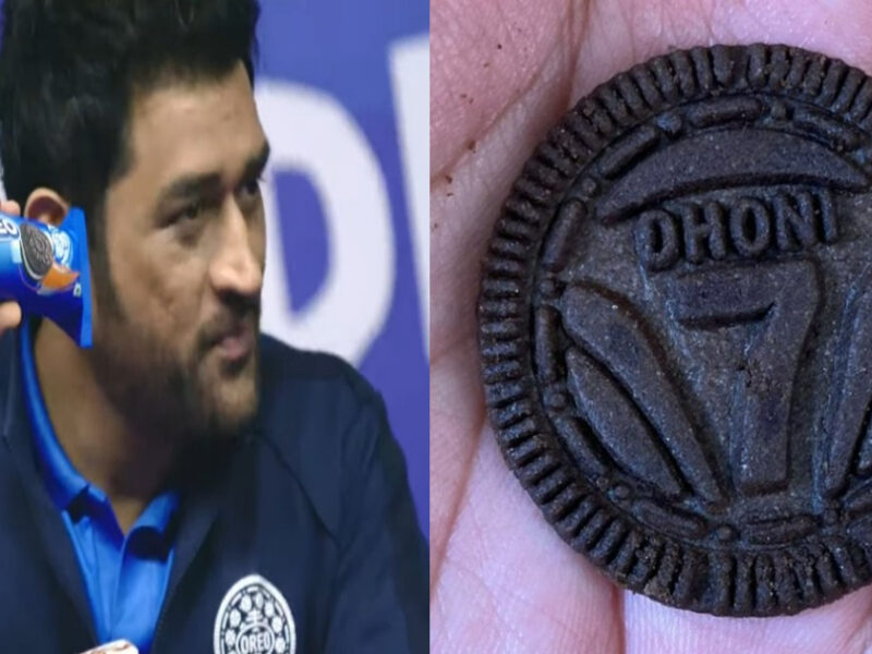 MS Dhoni name in oreo biscuits