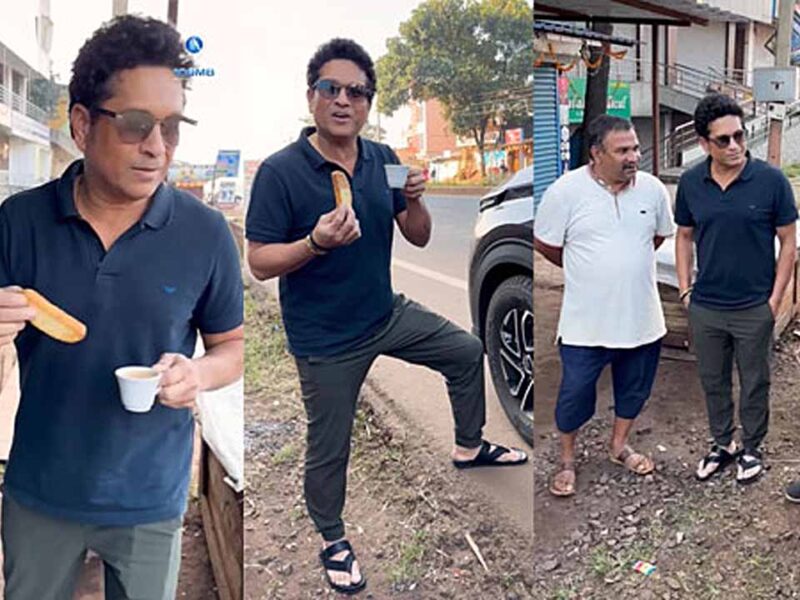 sachin tendulkar taking tea on road trip video viral