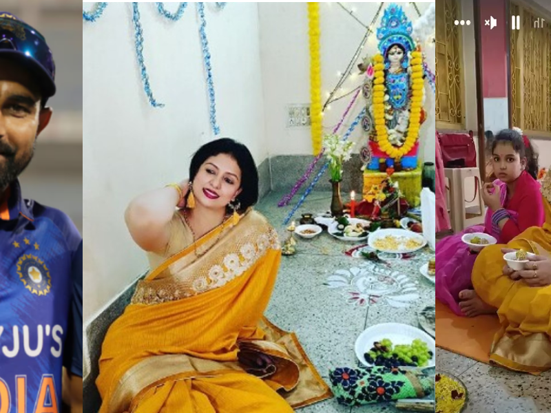 Mohammed Shami की पत्नी Hasin Jahan ने बेटी संग की माँ सरस्वती की पूजा