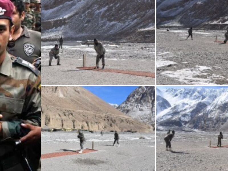 Indian Army soldiers playing cricket at the Galwan Valley of Eastern Ladakh between wpl ipl