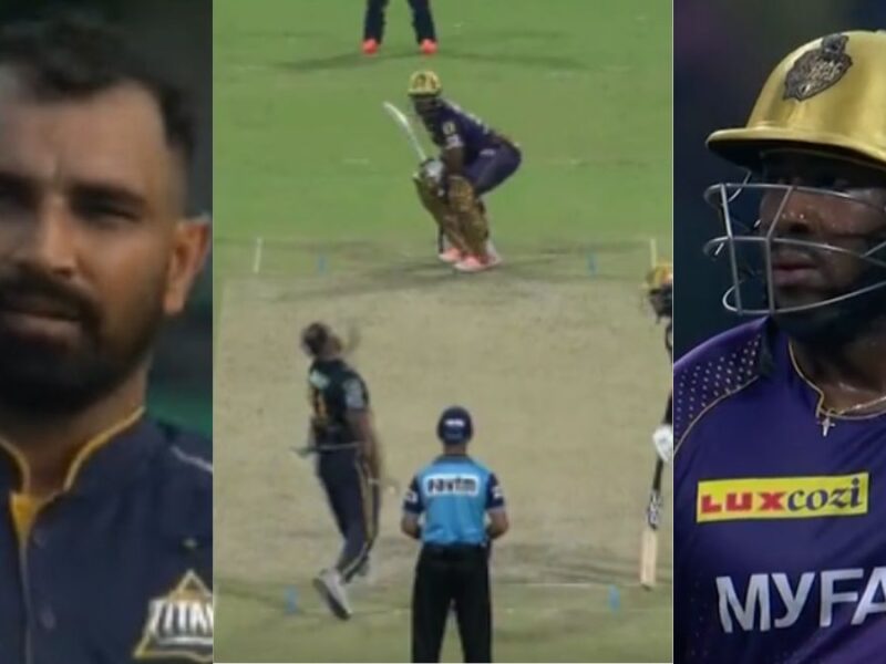 andre russell hits a monstrous six to mohammad shami video gets viral gt vs kkr ipl 2023