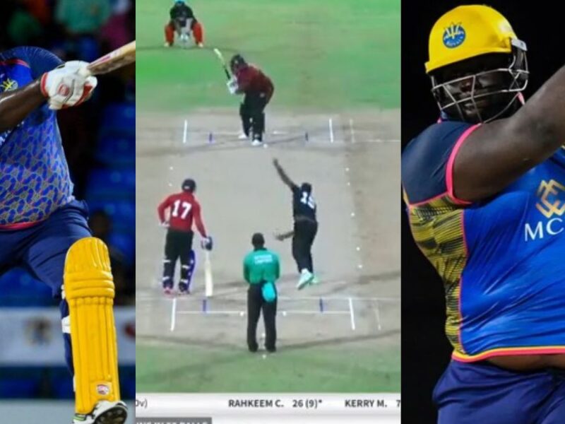 west-indies-heavy-cricketar-rakheem-cornwall-superb-batting-studded-5-sixes-video-went-viral-caribbean-t10-league