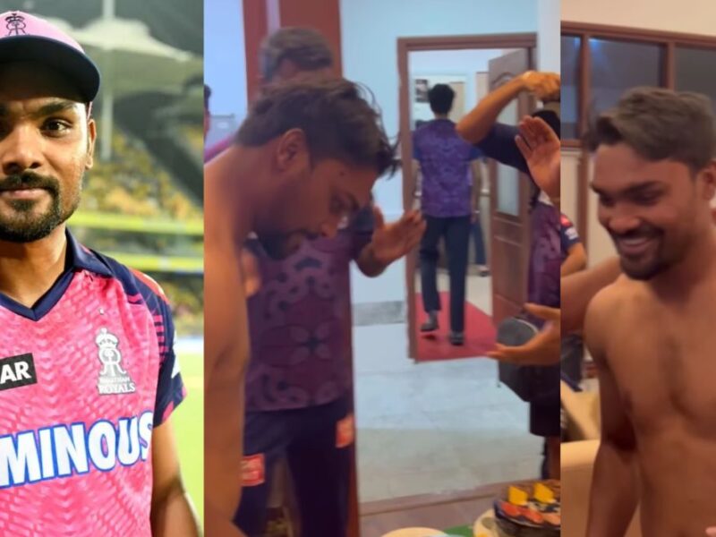 WATCH: RR player Sandeep Sharma stripped off his clothes to celebrate his 30th birthday