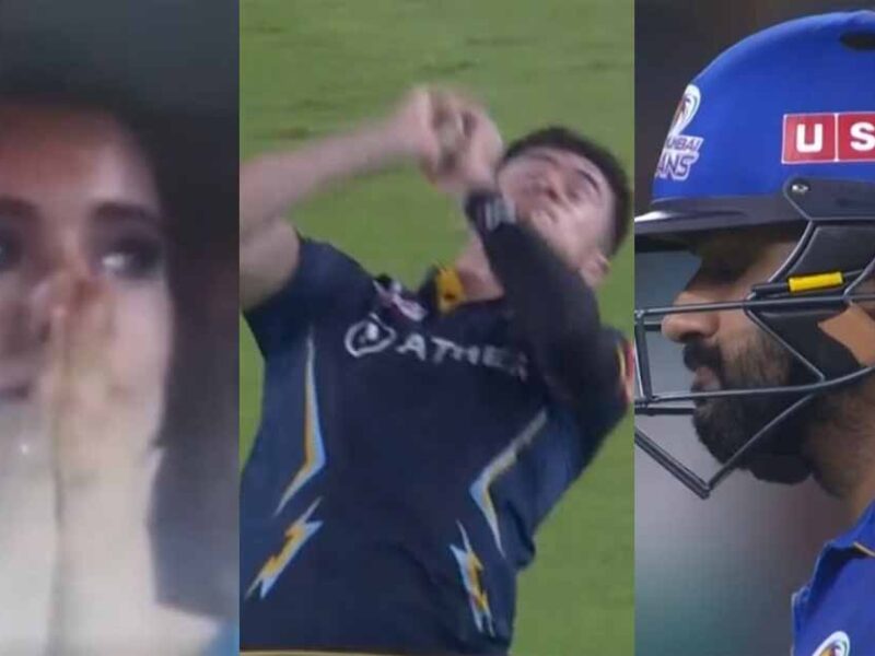 rohit sharma out cheer leaders crying video gt vs mi ipl 2023