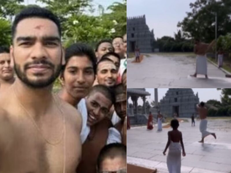Venkatesh Iyer seen playing cricket in the temple of Kanchipuram Tamil Nadu