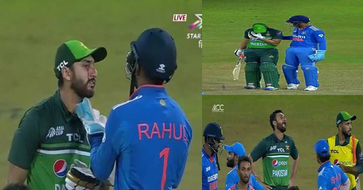 agha salman injured kl rahul reaction video viral pak vs ind asia cup 2023