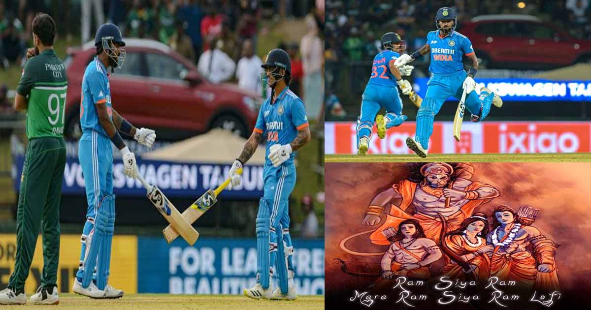 ram siya ram song during ind vs pak match asia cup 2023 video hardik pandya ishan kishan