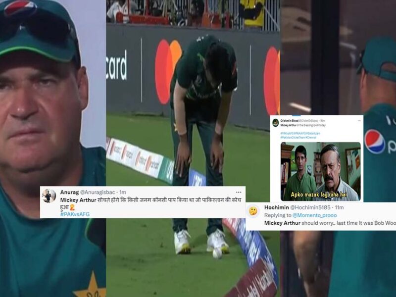indian fans troll Mickey Arthur on twitter after pakistan flop bowling and fielding pak vs afg world cup 2023