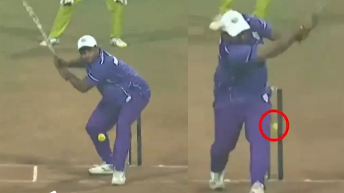 The ball came from the middle of the wicket, but the umpire did not give out, an amazing feat was caught on camera
