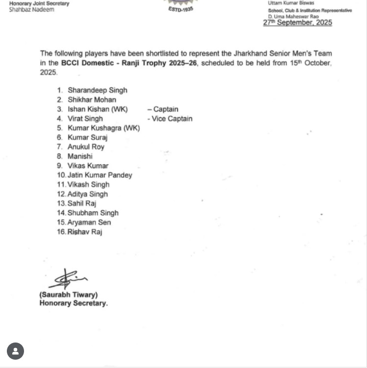 Ishaan captain, Virat Vice-captain, announced new 16-member team before West Indies Test Series 1