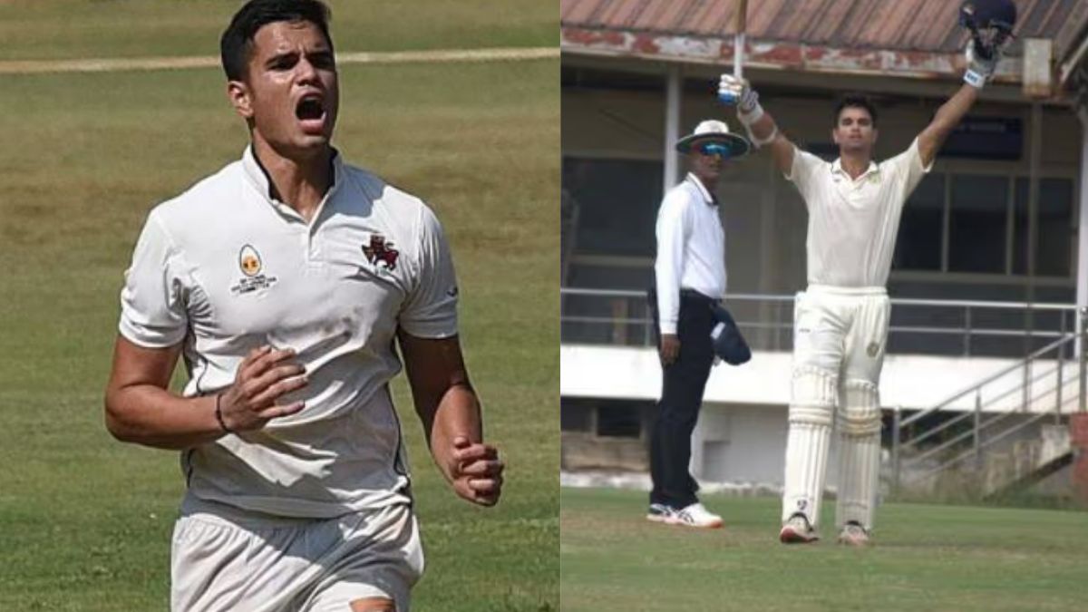 6,6,6,6,6,4,4,4,4..... Arjun Tendulkar's 'stormy avatar', hitting 2 sixes and 16 fours to score a memorable century in Ranji Trophy.