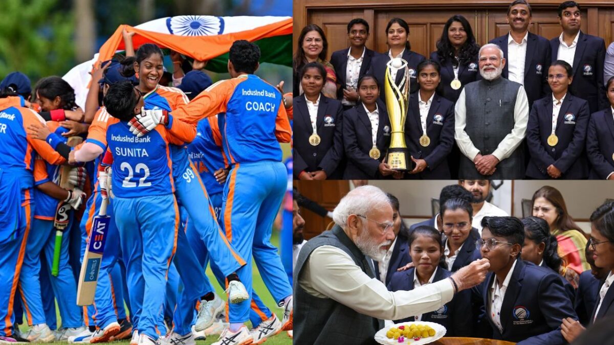 India की महिला ब्लाइंड क्रिकेट टीम से मिले PM मोदी, साथ में मनाया जीत का जश्न, खिलाड़ियों को खिलाई मिठाई