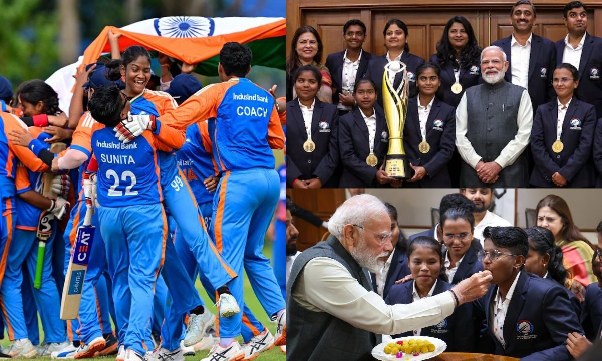 India की महिला ब्लाइंड क्रिकेट टीम से मिले PM मोदी, साथ में मनाया जीत का जश्न, खिलाड़ियों को खिलाई मिठाई