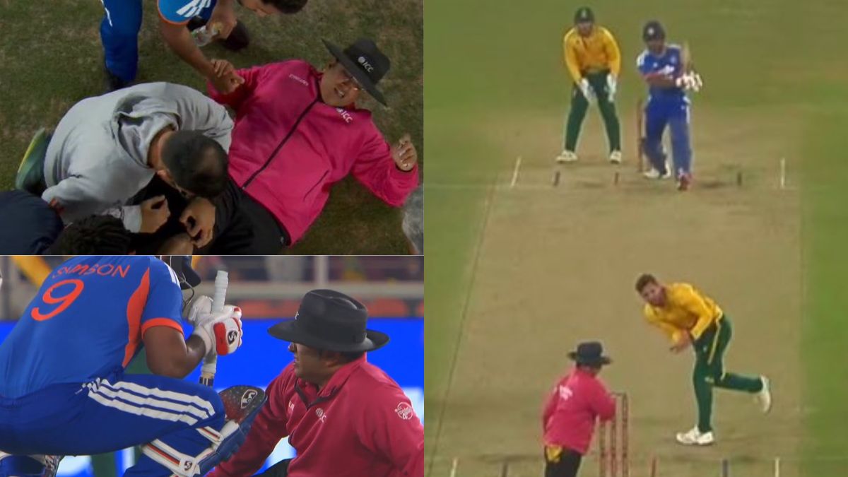 Video: Sanju Samson hit the ball on the umpire's knee, fans said... "It's not serious, brother."