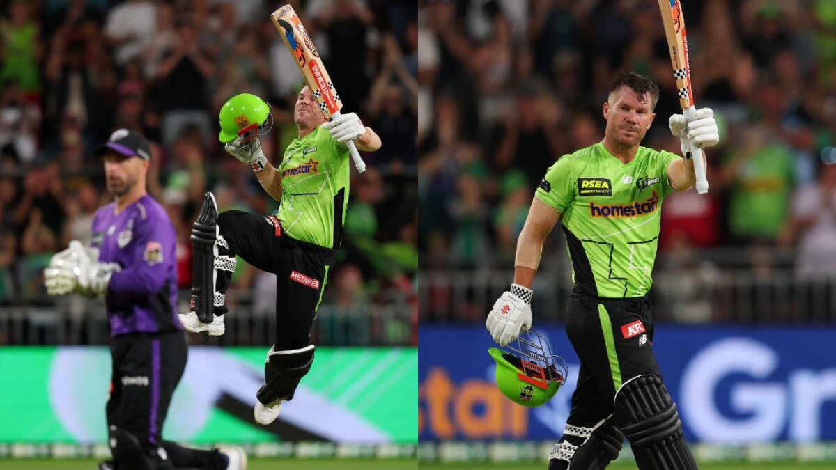 6,6,6,6,6,6,6..... 11 चौके 9 छक्के, David Warner को बुढ़ापे में चढ़ा जवानी का जोश, BBL में 65 गेंद पर खेली 130 रन की पारी