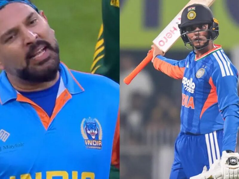 Abhishek Sharma scored a half-century in 14 balls, but Yuvraj Singh still gave him a lesson, challenging him to break his record.