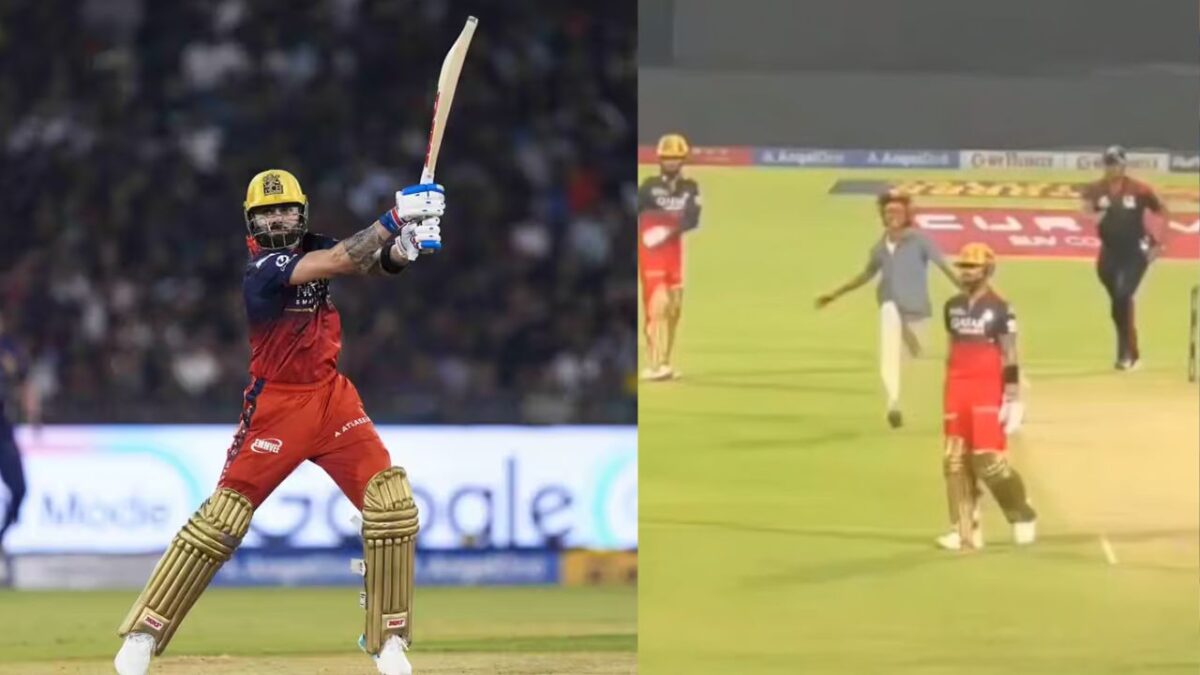 RCB vs KKR मैच में हुई बड़ी सुरक्षा चूक, बीच मैच Virat Kohli की ओर झपटा फैन; वीडियो वायरल
