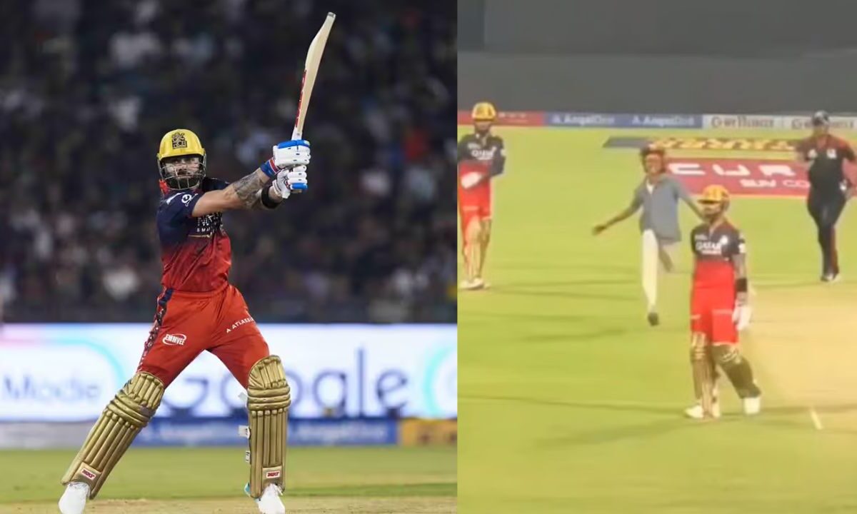RCB vs KKR मैच में हुई बड़ी सुरक्षा चूक, बीच मैच Virat Kohli की ओर झपटा फैन; वीडियो वायरल