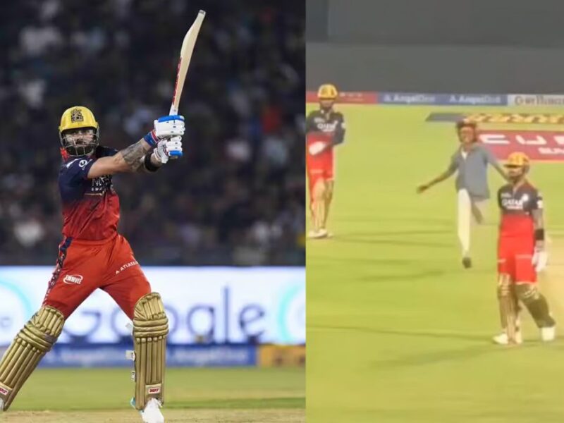 RCB vs KKR मैच में हुई बड़ी सुरक्षा चूक, बीच मैच Virat Kohli की ओर झपटा फैन; वीडियो वायरल