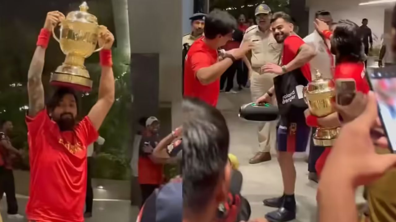 सिर पर ट्रॉफी, ढोल की थाप और ठुमके! Virat Kohli और Krunal Pandya के डांस का VIDEO हुआ वायरल
